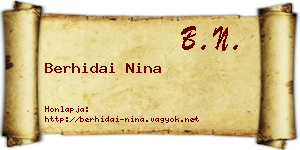 Berhidai Nina névjegykártya